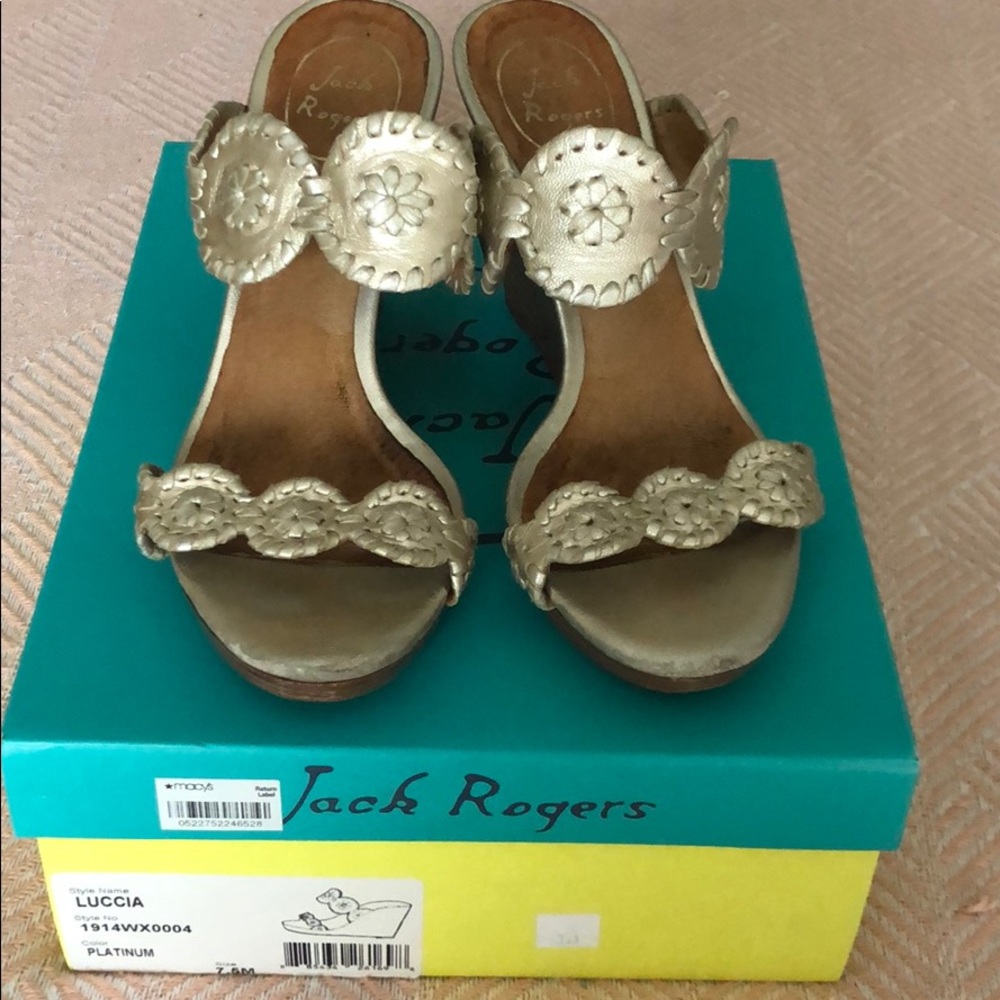 Jack Rogers Platinum Luccia Wedges 7.5